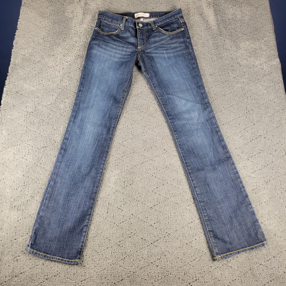 Paper Denim Cloth Jeans Womens 8/29 Blue Straight Leg Low Rise Stretch Denim